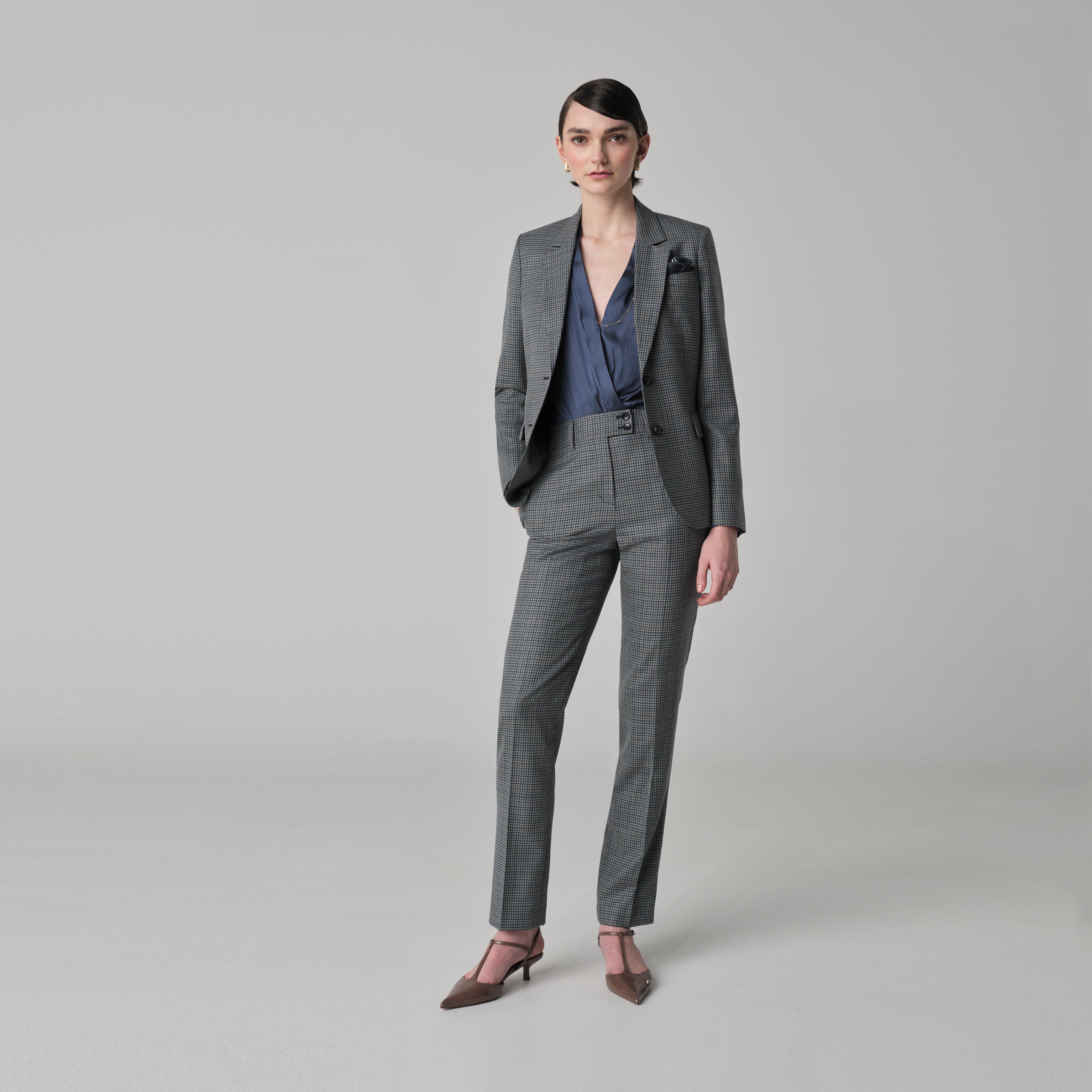 Green blazer women - Quadring Houndstooth Design from Spring / Summer Indochino Collection