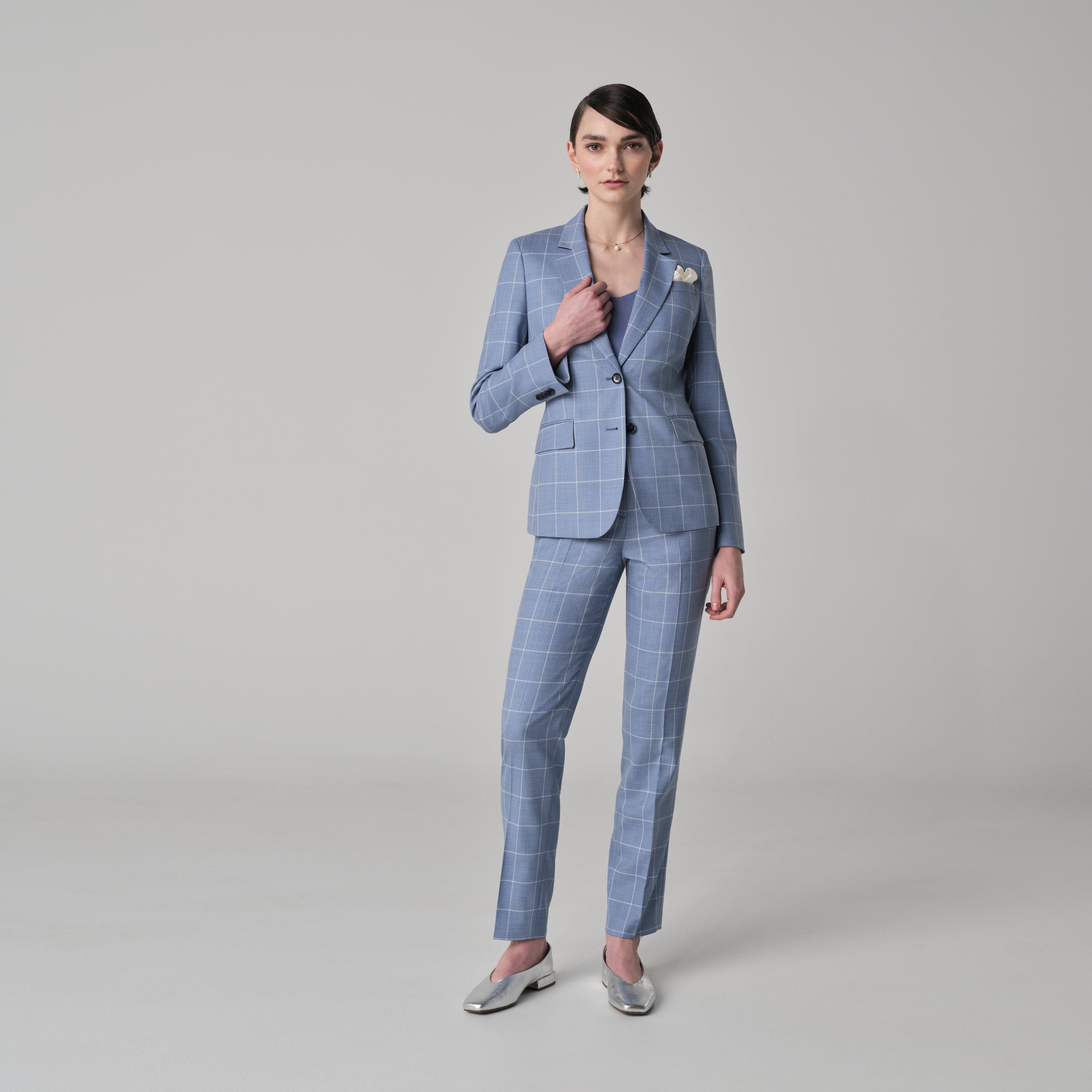 blue dress beginning boutique Athletic Fit Suit Pants