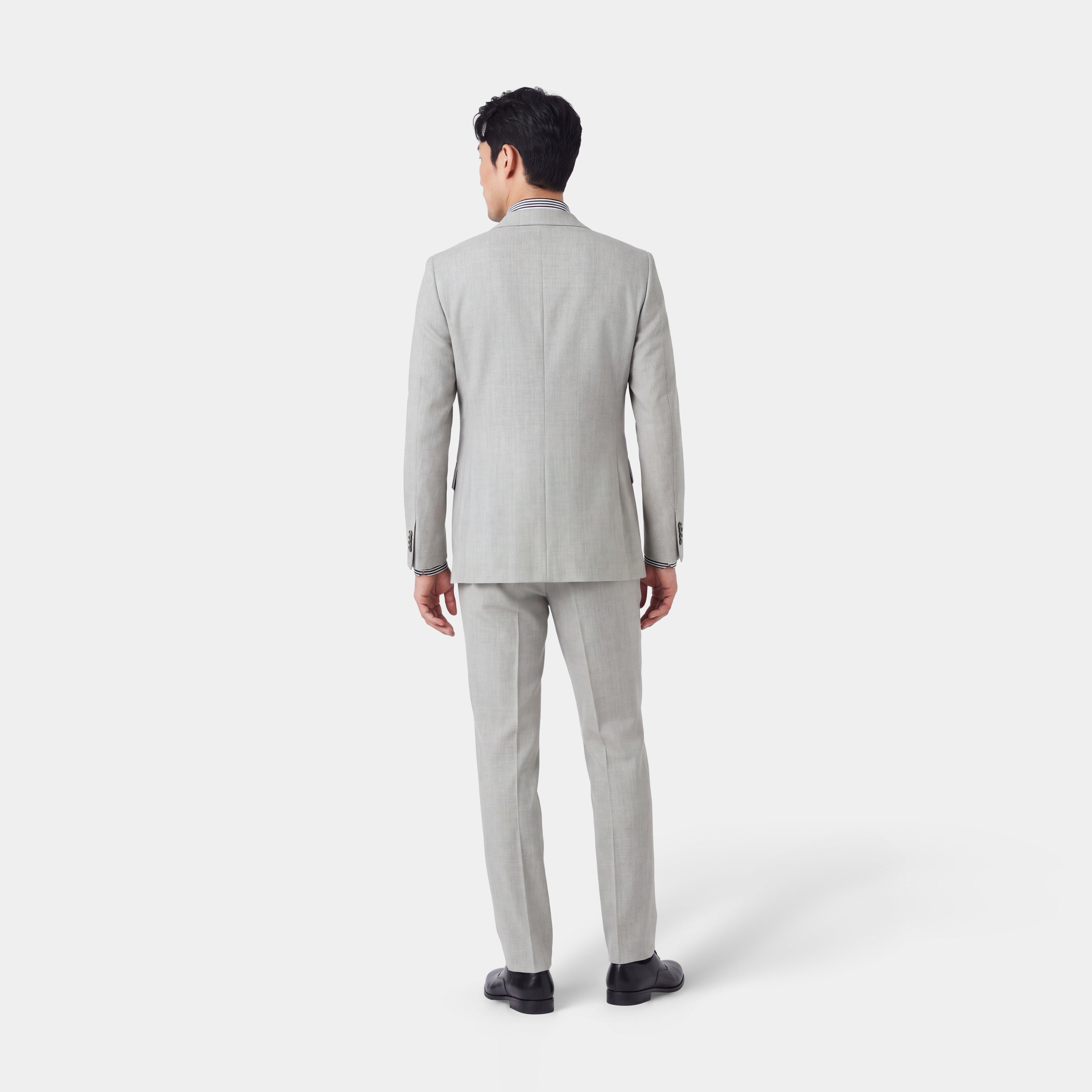 light grey suit with black dress Indochino Men's Custom Quiton Wool Stretch Gray Blazer Adedamola Atelier