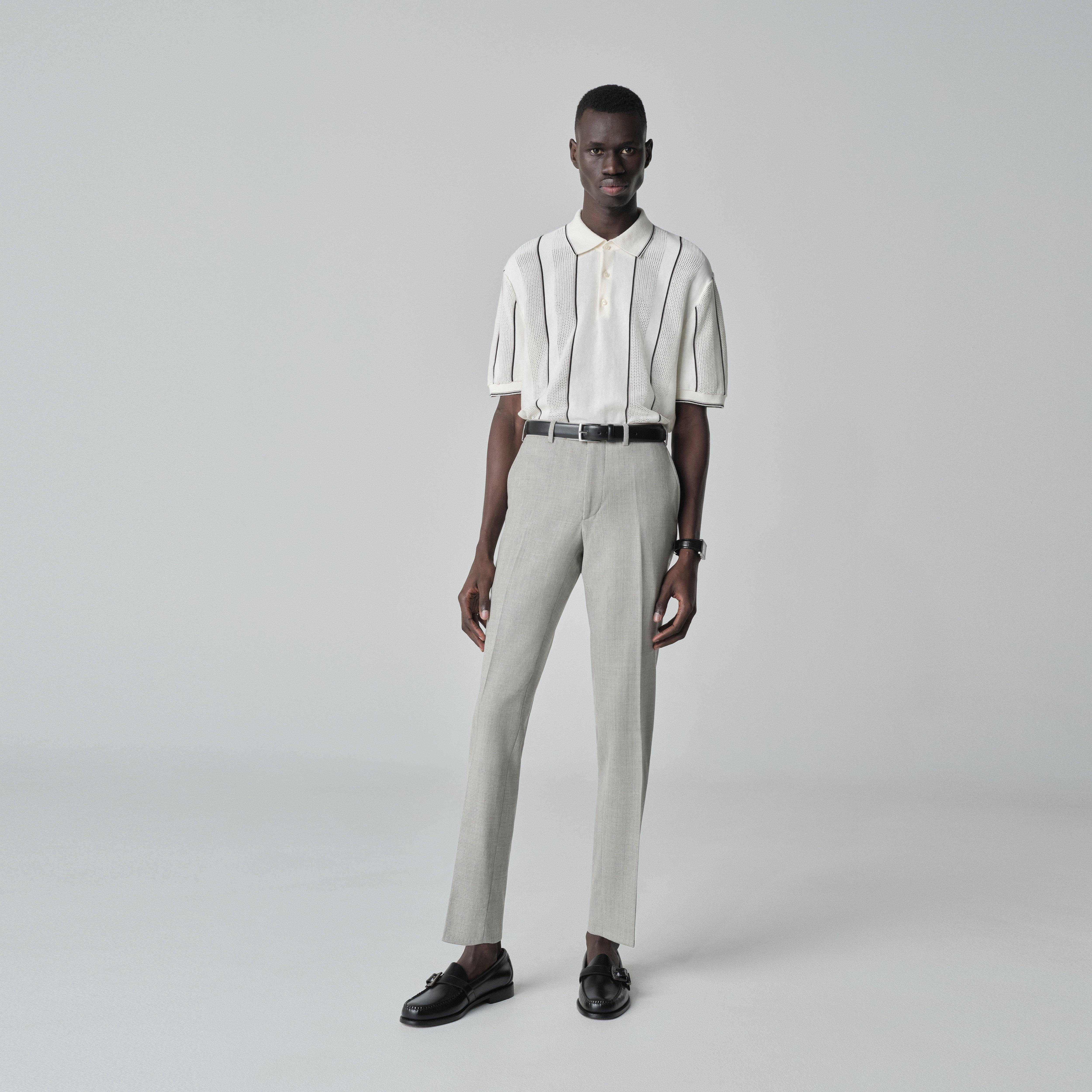 Men's Custom Pants - Quiton Wool Stretch Light Gray Pants | INDOCHINO