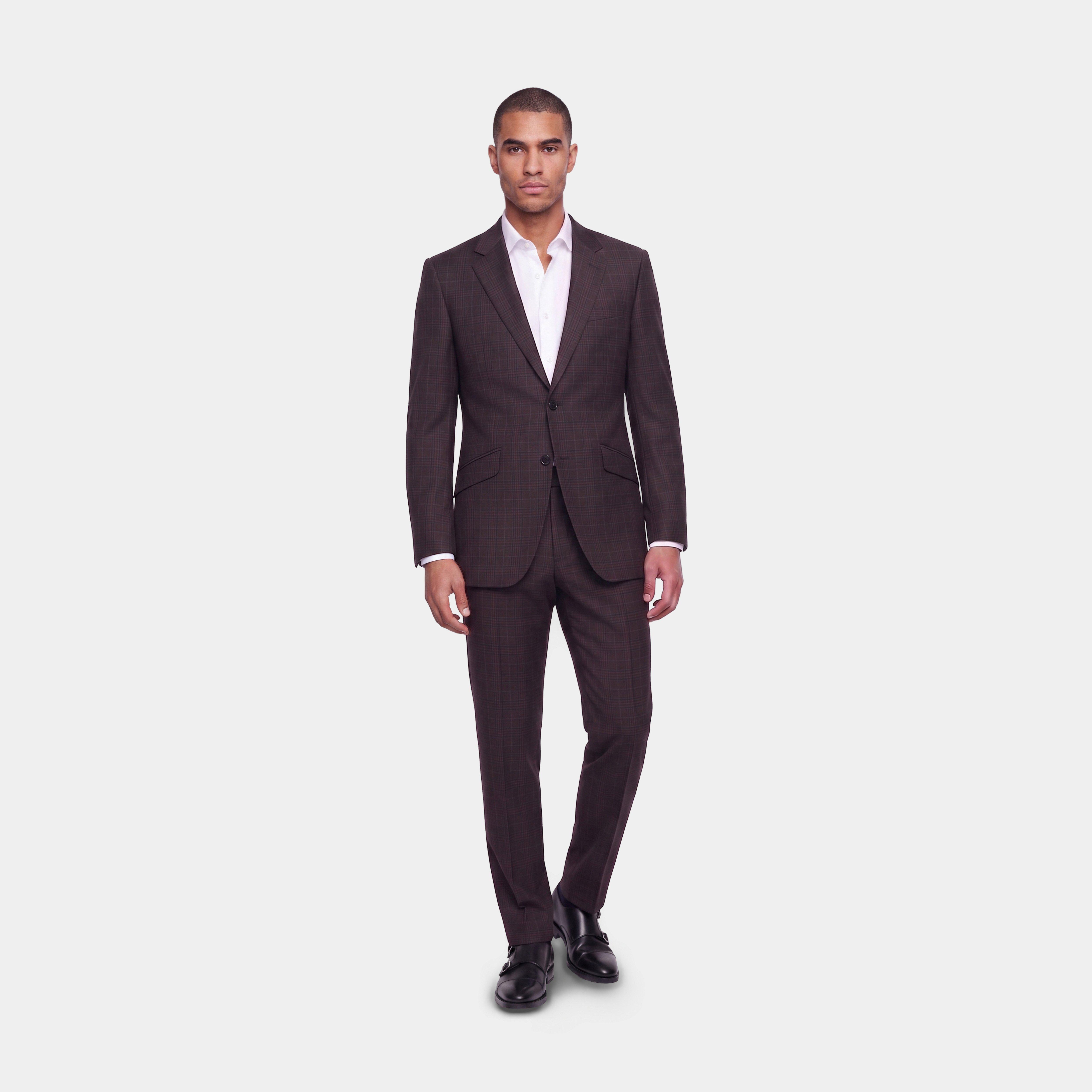 burgundy dress grey suit Men's Custom Suits - Rainhill Glen Check group-9006