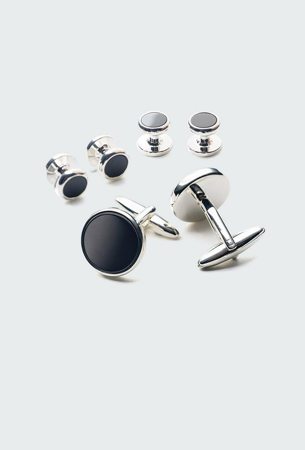 Black and Silver cuff links - Solid Design from Premium Indochino Collection