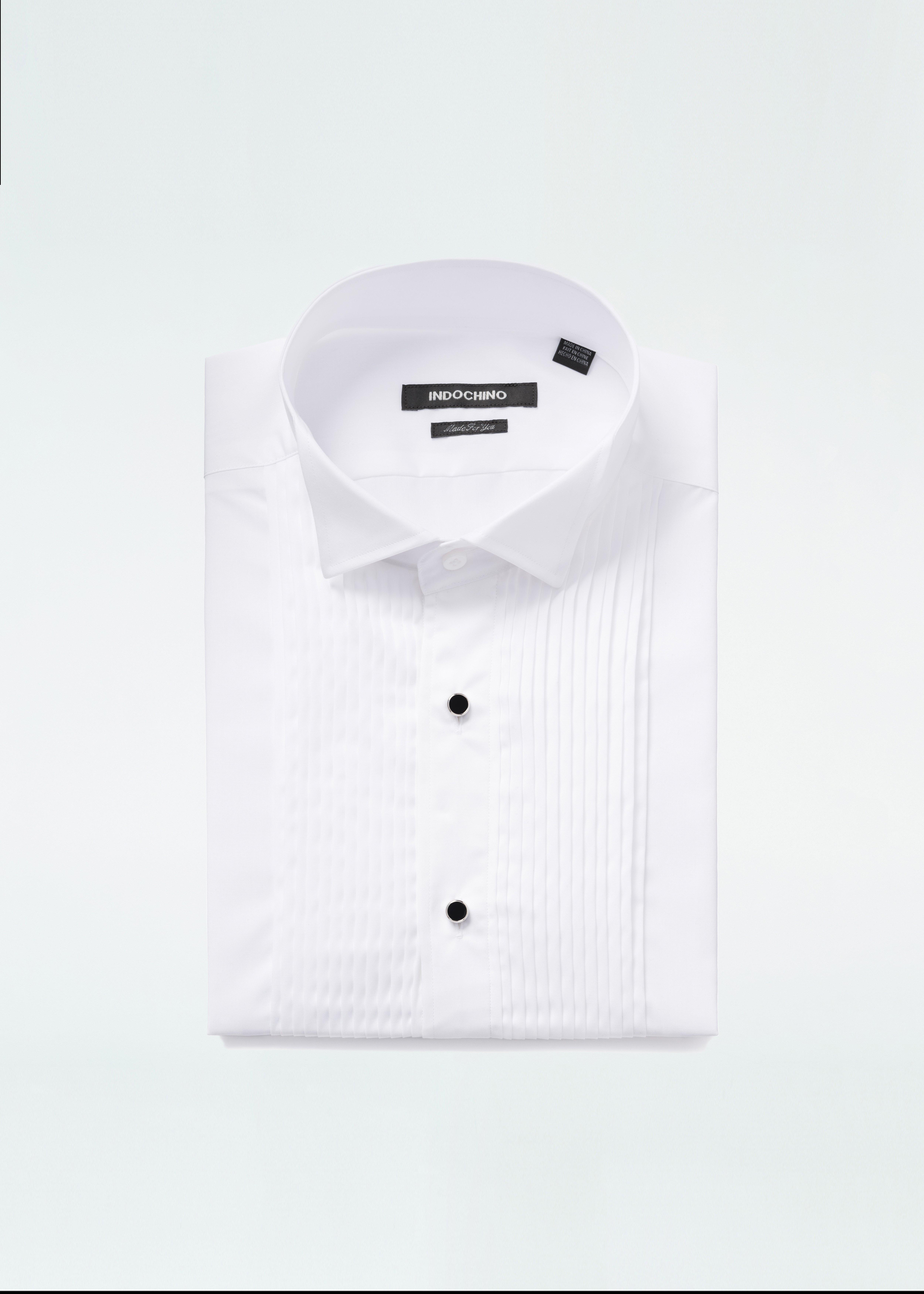 Highgate Pleated Square-Front White Tuxedo Shirt