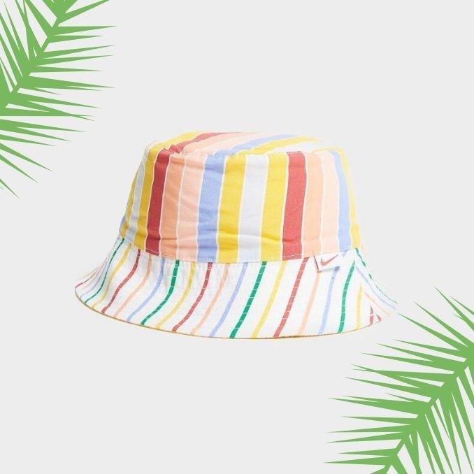 bucket hat blanco con rayas de colores