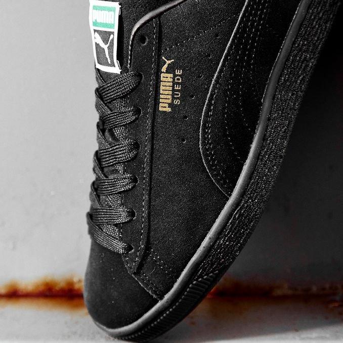 sapatilhas puma suede preto detalhe