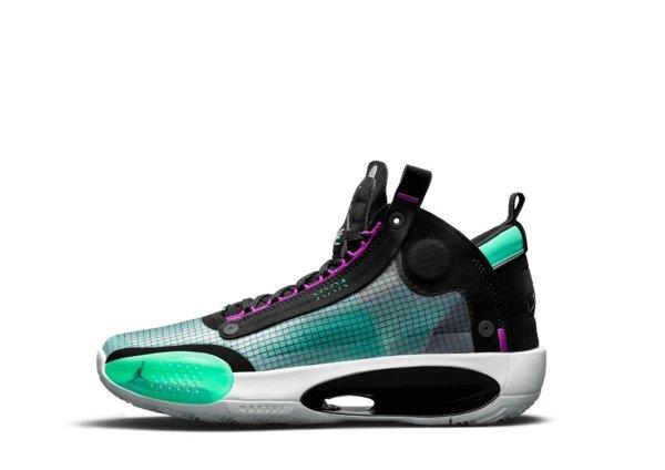 Air Jordan XXXIV Blue Void / Metallic Silver – Green Glow - Black