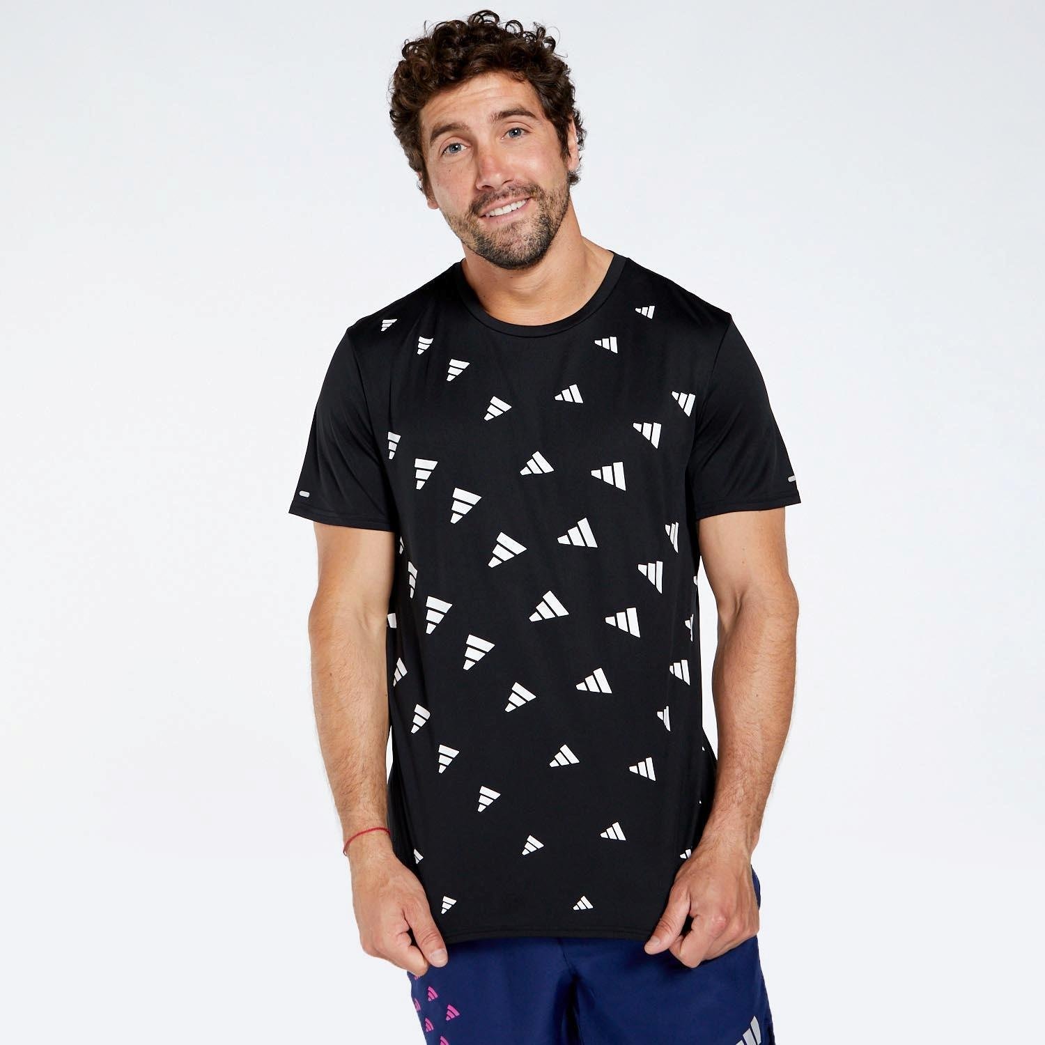 adidas Adidas brand love logo&apos;s hardloopshirt zwart heren heren