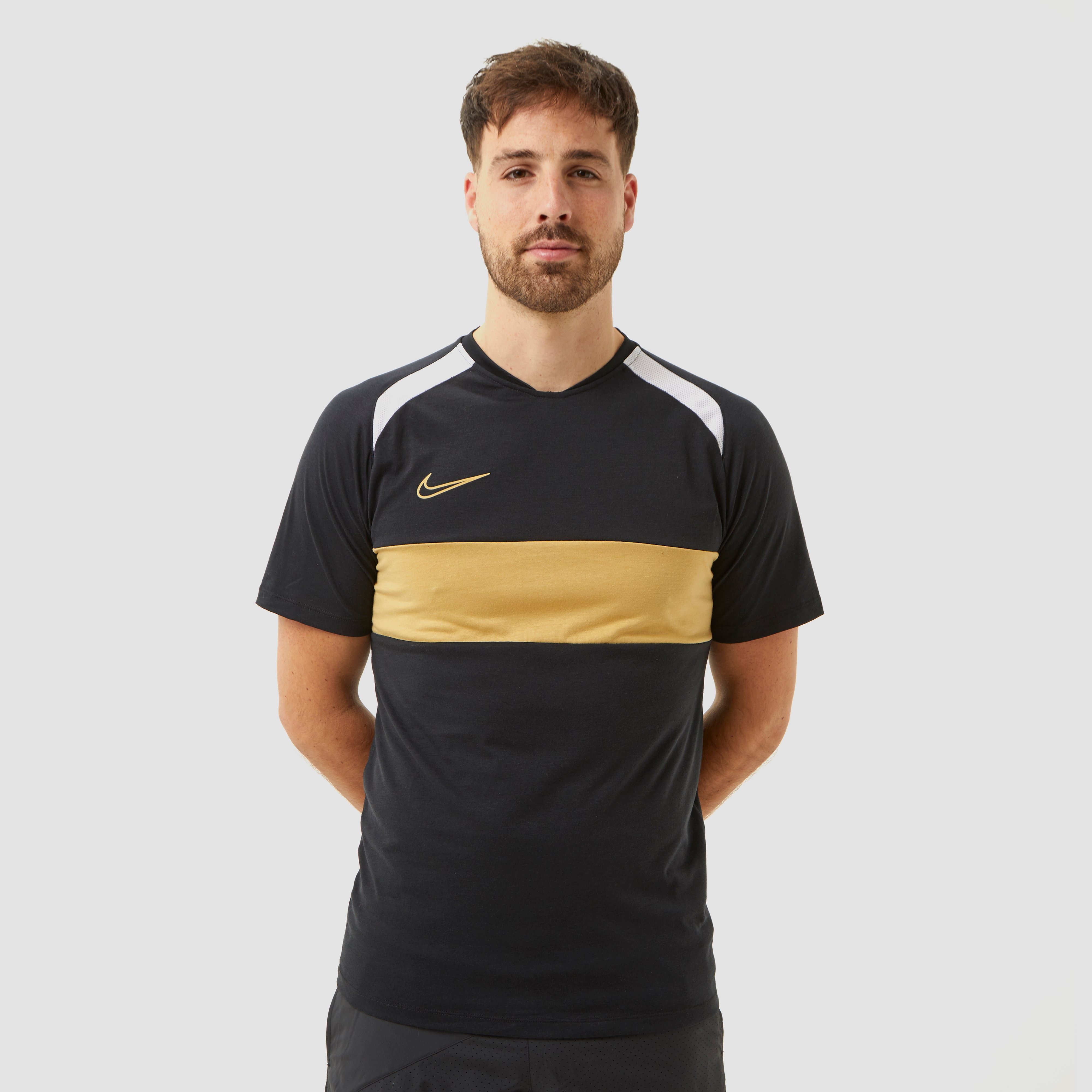 Voetbalshirt Zwart Goud Nike Pro Dri Fit Shirt Heren