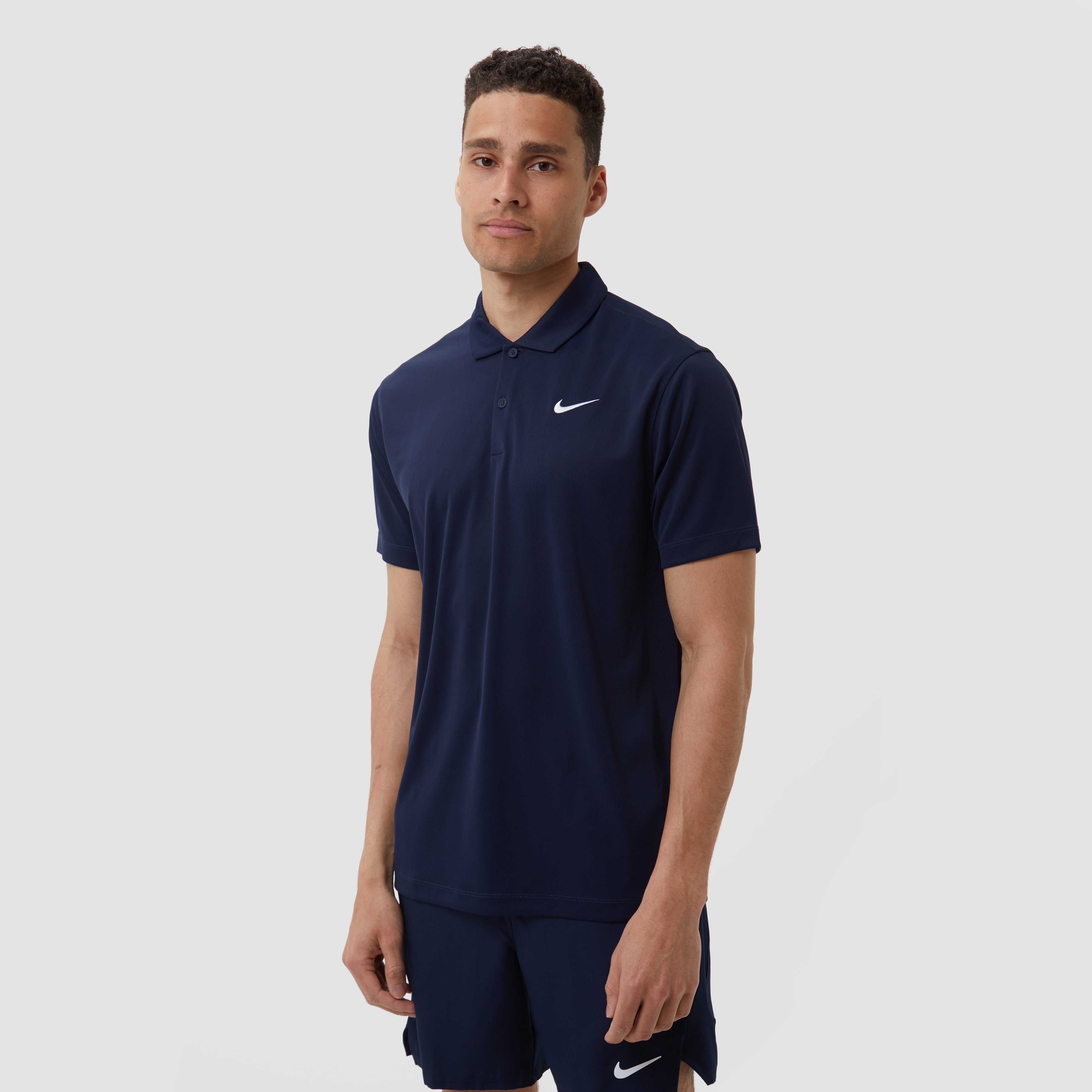 Nike Nike court dri-fit solid tennispolo blauw heren heren