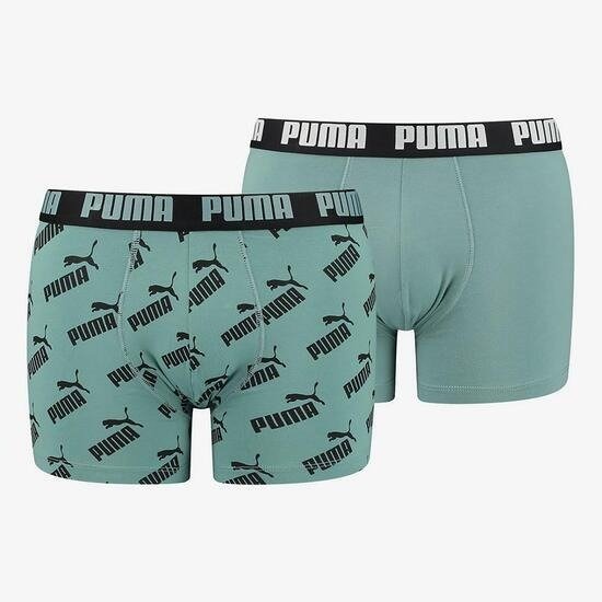 Puma Puma basic boxers 2-pack groen/zwart heren heren
