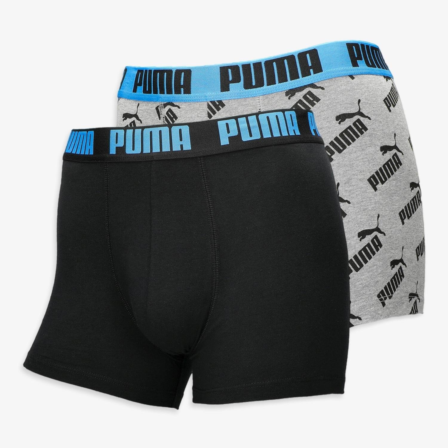 Puma Puma all over print boxers 2-pack grijs/zwart heren heren