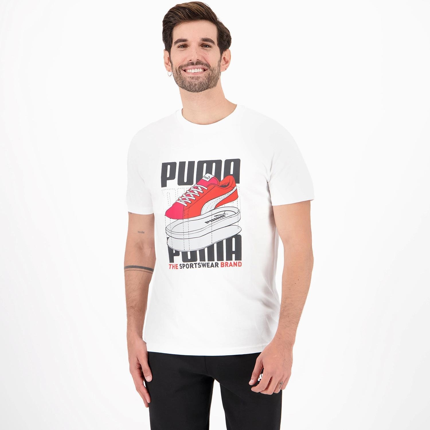Puma Puma grahpic shirt wit heren heren