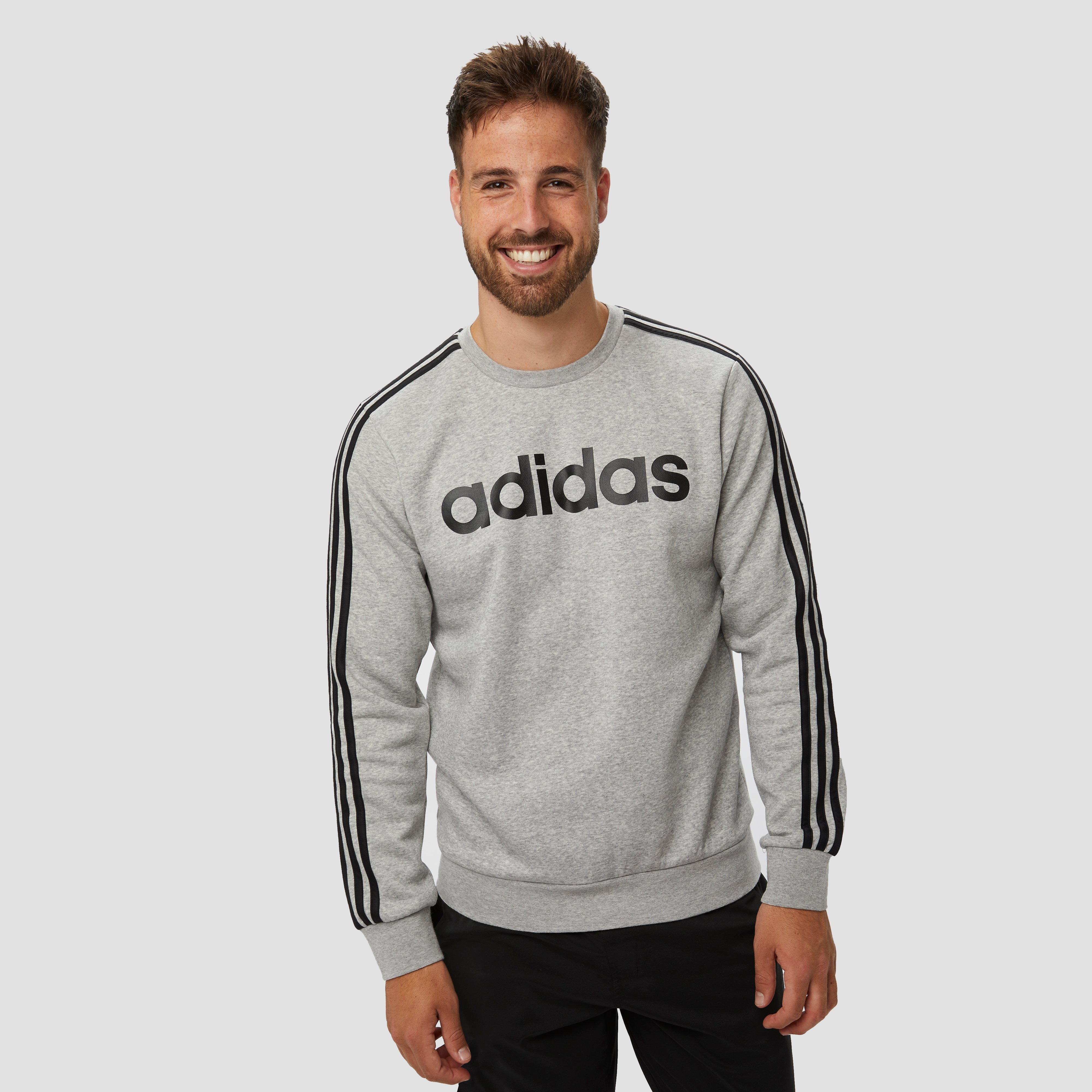 ADIDAS ESSENTIALS 3STRIPES CREW FLEECE SWEATER GRIJS HEREN