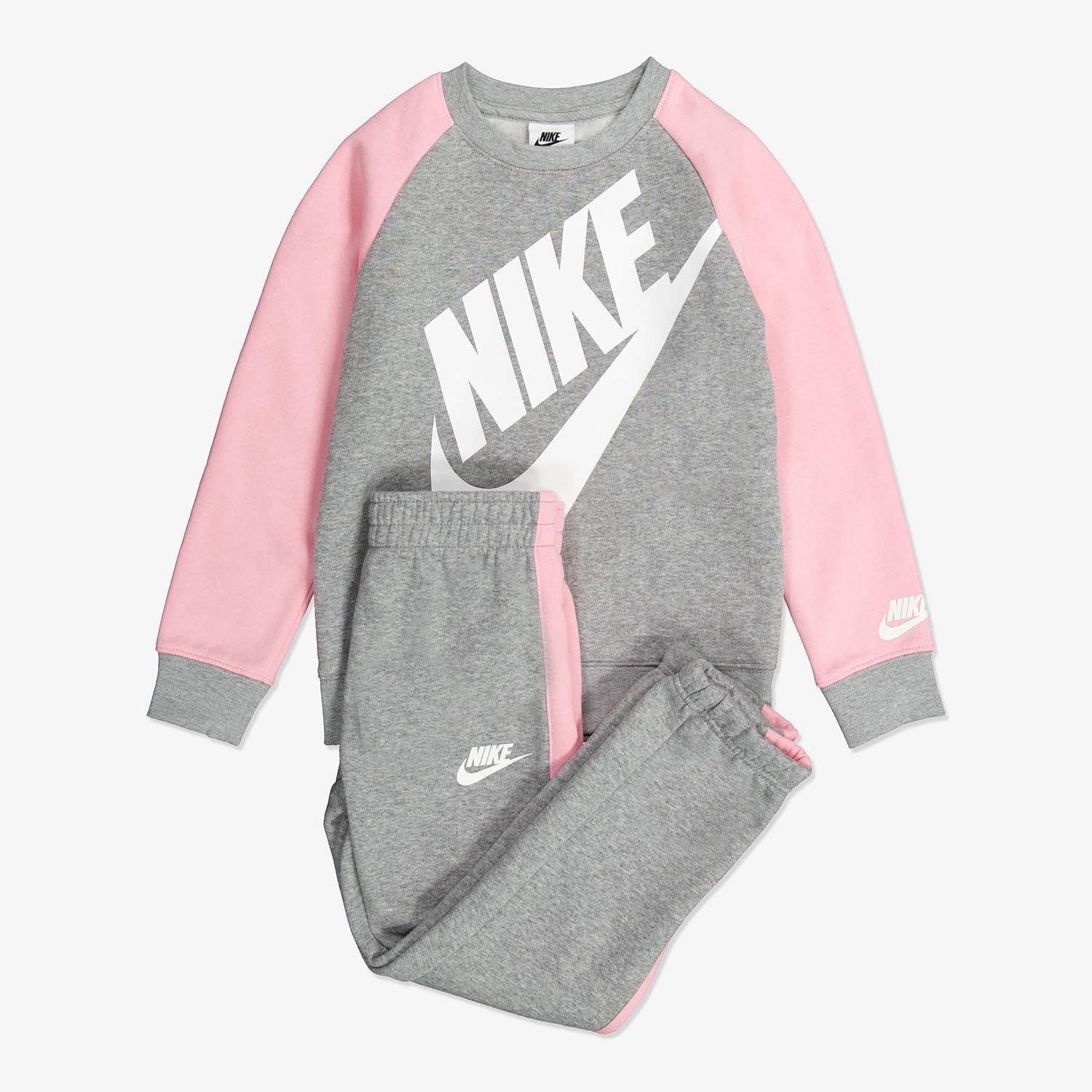 Nike Nike oversized futura crew joggingpak grijs/roze kinderen kinderen