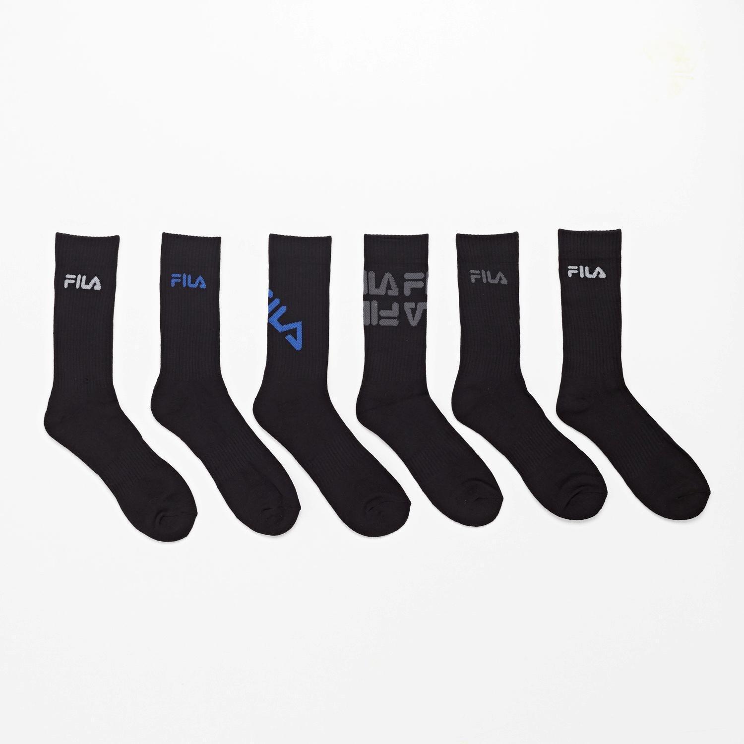 Fila lange hardloopsokken 6-pack zwart heren