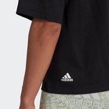 ADIDAS ESSENTIALS MULTI-COLORED LOGO LOOSE FIT CROPPED SHIRT ZWART DAMES