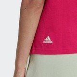 ADIDAS ESSENTIALS MULTI-COLORED LOGO LOOSE FIT CROPPED SHIRT ROOD DAMES