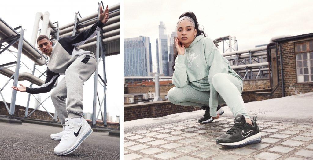 two images with one person in each, wearing Nike Air Max Genome