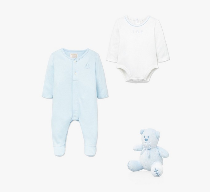 Truman Babygrow, Bodysuit & Bear Soft Toy 3-Piece Set