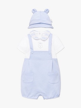 Baby Dungaree Bubble Shortall & Hat 2-Piece Set