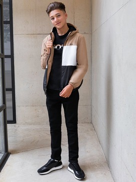 Contrast Panel Logo Hooded Jacket