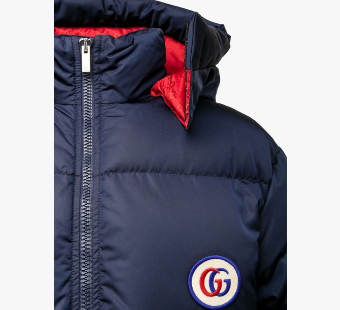 GG Patch Hooded Down Long Coat