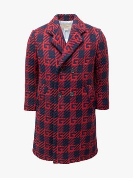 All-Over G Checked Wool Coat