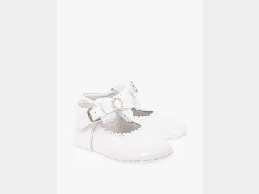 Baby Boys Leather Patent Black White Spanish Lace Up Pram Shoes Boots UK 2-7 