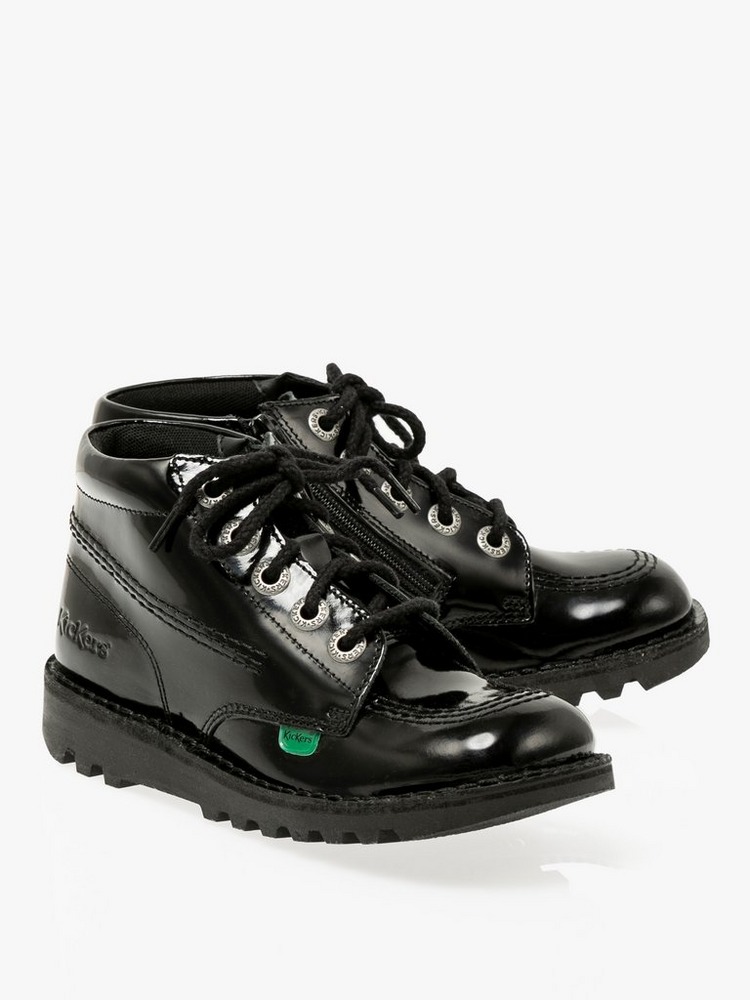 Kickers Zip 'Kick Hi' Patent Boots - BLACK - Size 34 (UK 2), BLACK product