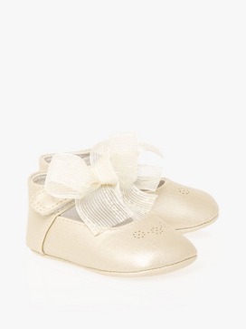 Baby Metallic Lace Bow Pram Shoes