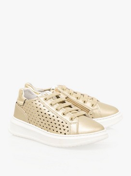 Perferated Heart Metallic Trainers