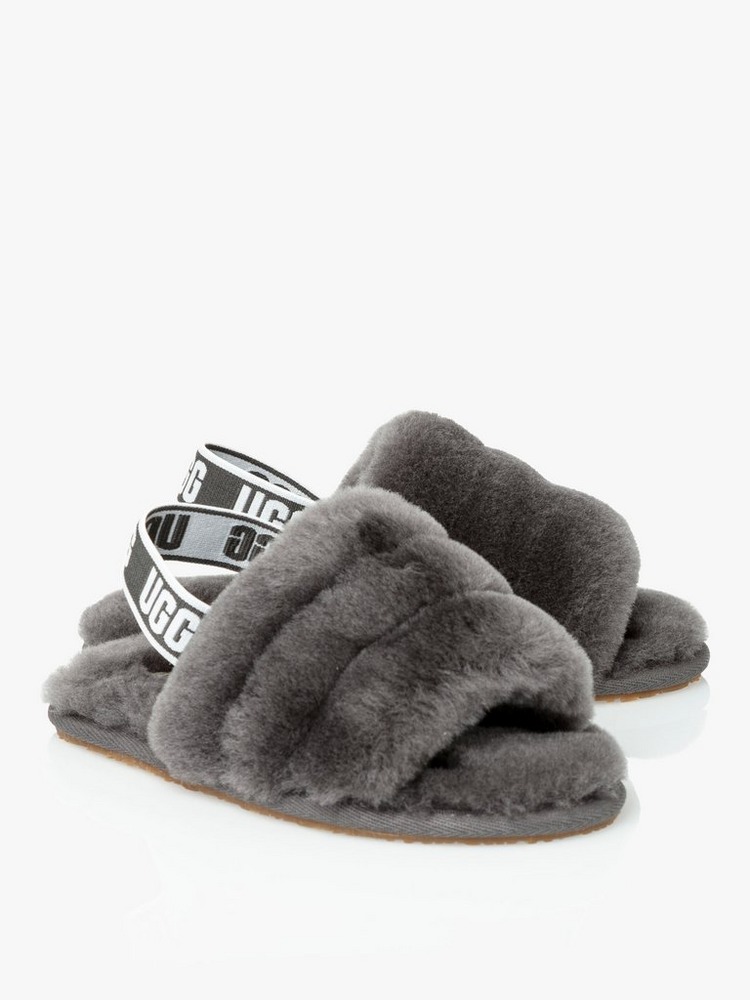 UGG Junior Fluff Yeah Sliders - CHARCOAL - Size 23.5 (UK 6), CHARCOAL product