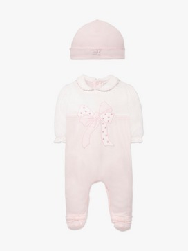 Camelia Embroidered Bow Babygrow & Hat 2-Piece Set