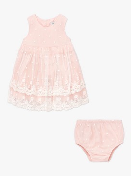 Baby Polka Dot Embroidered Tulle Dress & Bloomers 2-Piece Set