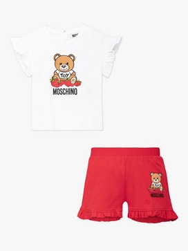 Baby Strawberry Teddy Bear Logo Tee & Shorts Set