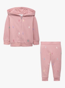 Baby All-Over Pony Logo Zip Hoodie & Joggers 2-Piece Tracksuit Set