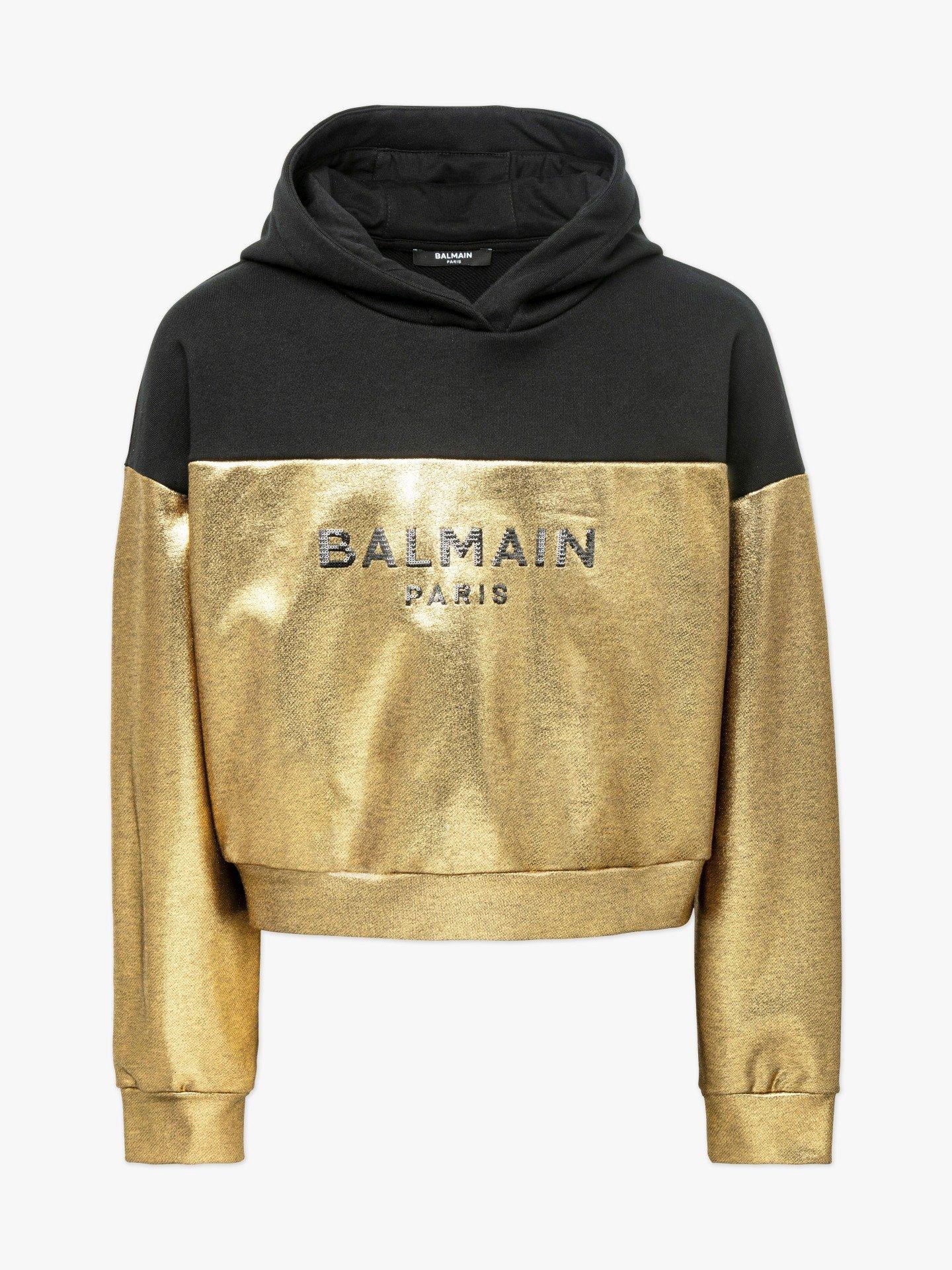 balmain cropped logo hoodie