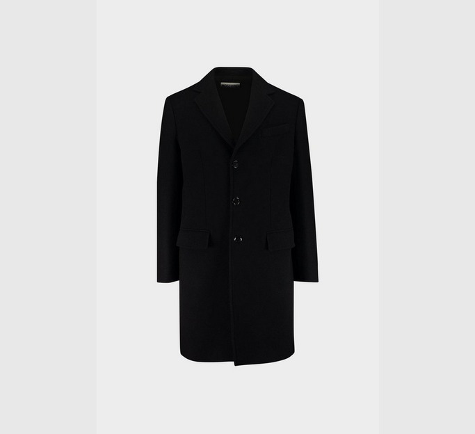 Cut Out Silk Back Wool Trench Coat