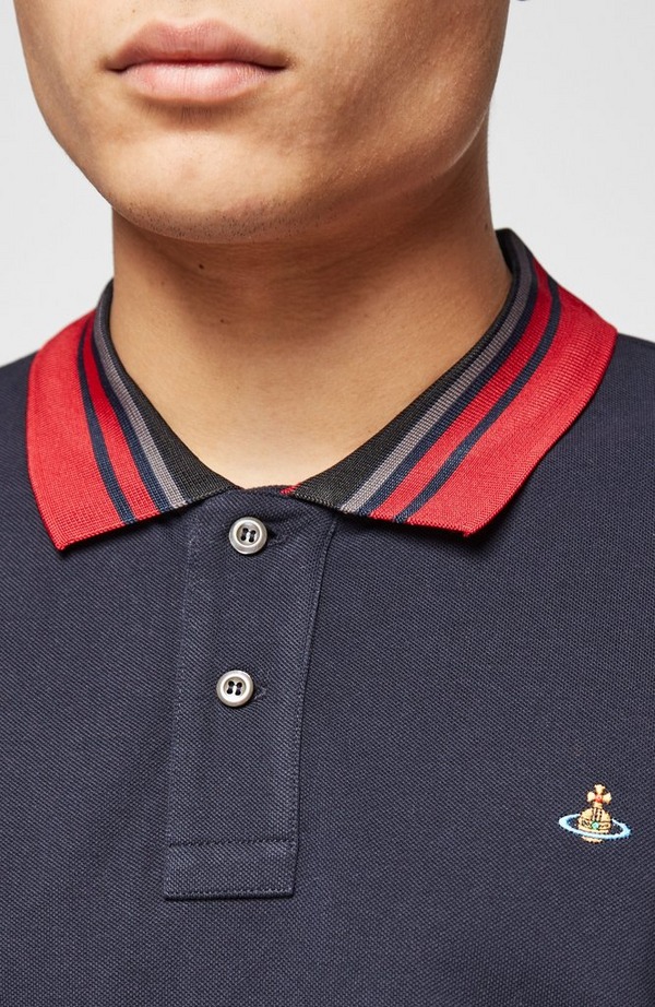 Stripe Collar Short Sleeve Polo
