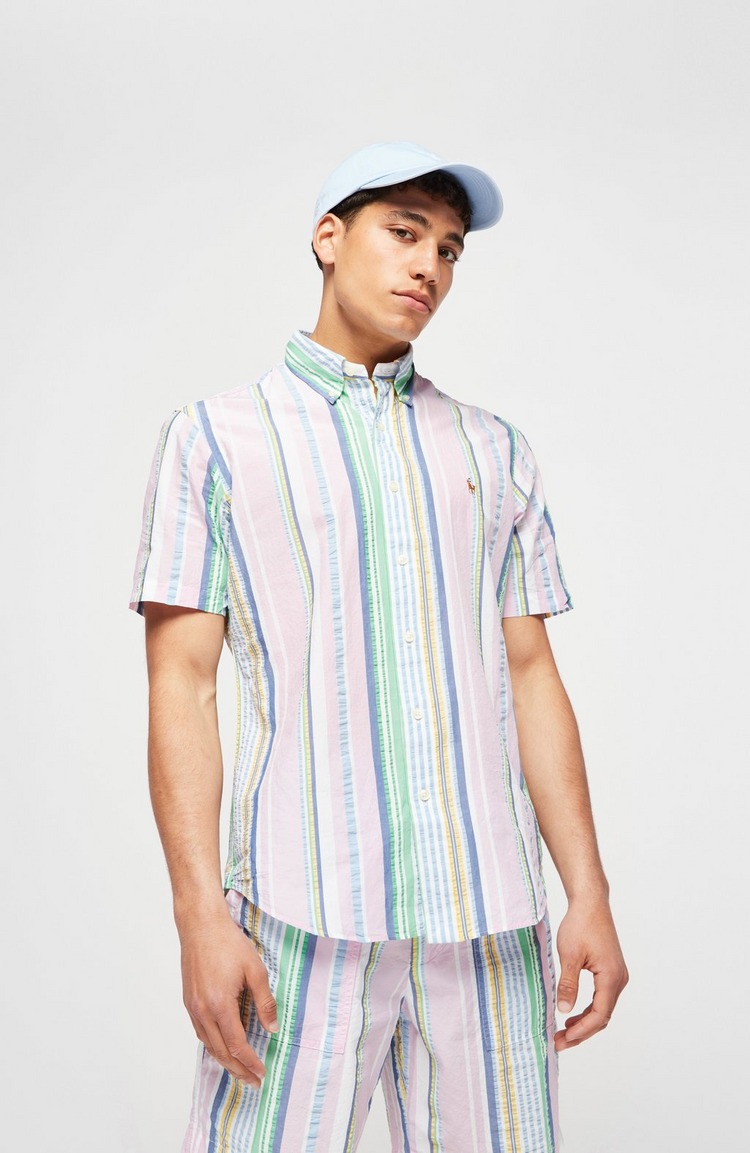 Seersucker Candy Stripe Short Sleeve Shirt