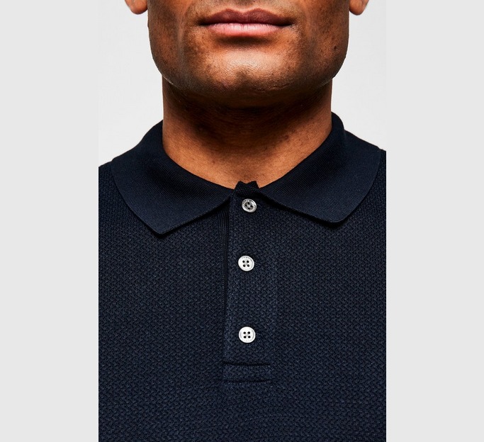 Textured Knitted Short Sleeve Polo