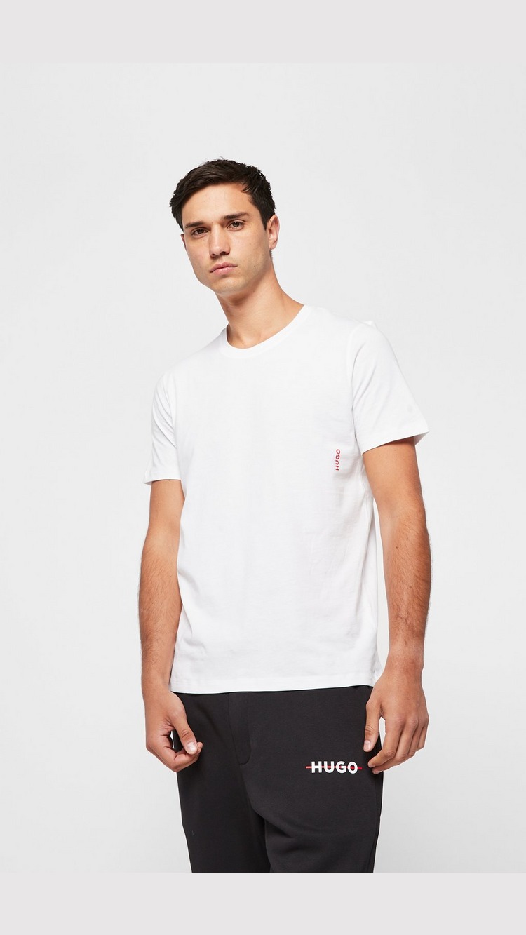 HUGO Loungewear Small Logo 2 Pack Short Sleeve T-Shirt - White Mens,