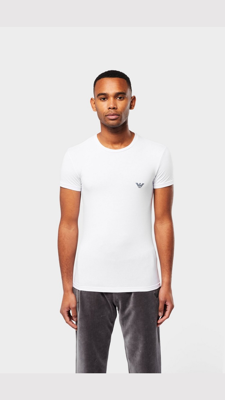 Emporio Armani Loungewear Shiny Eagle Band Short Sleeve T-Shirt - White Mens,