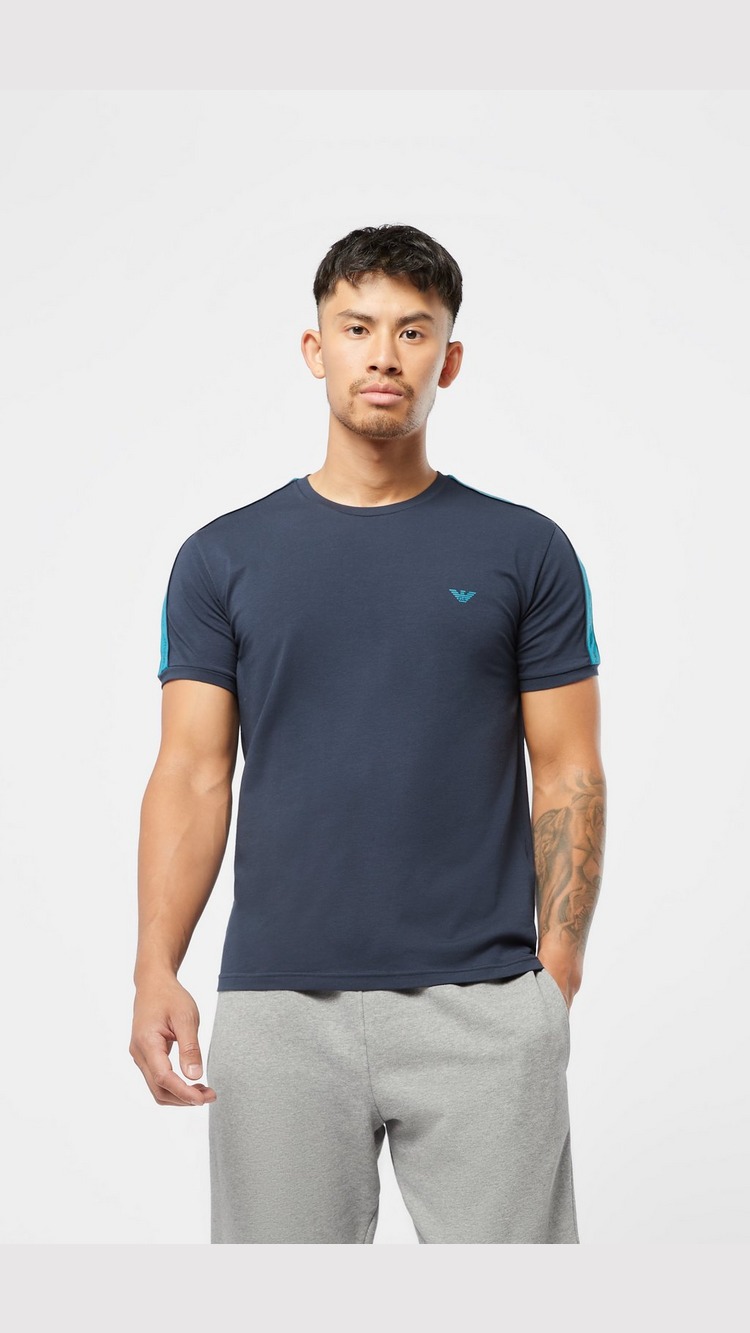 Emporio Armani Loungewear Tape Arm Short Sleeve T-Shirt - Navy Mens,
