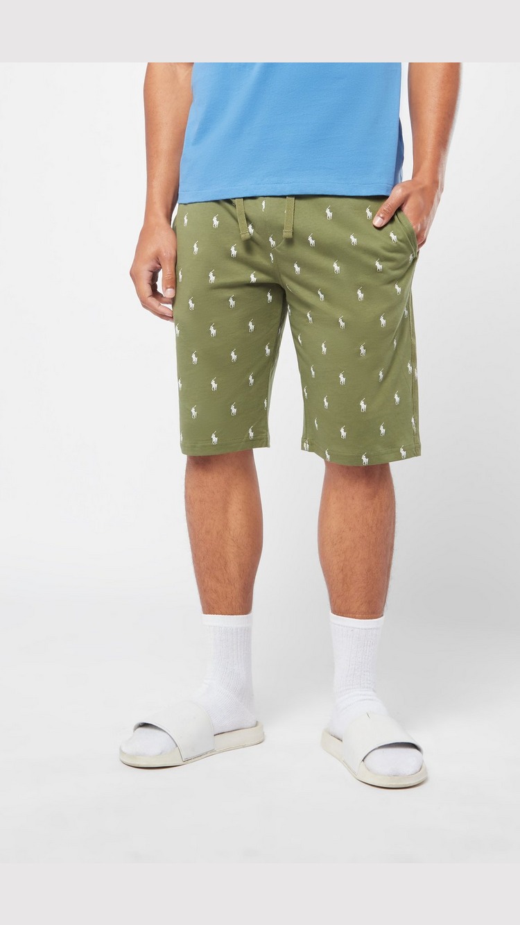 Polo Ralph Lauren Loungewear All Over Print Lounge Short - Olive Mens,