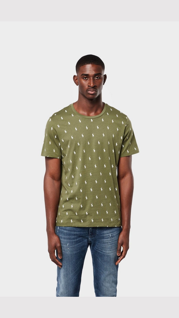 Polo Ralph Lauren Loungewear All Over Print Lounge Short Sleeve T-Shirt - Olive Mens,