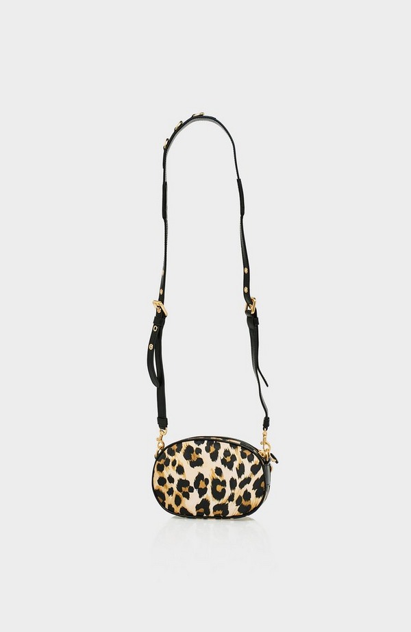 Nylon Logo Leopard Print Crossbody Bag