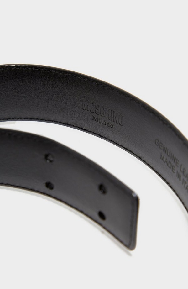 Brushed Leather Logo Belt