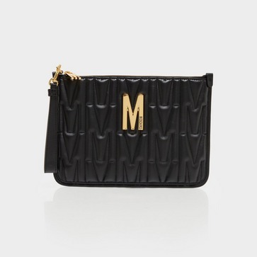 M Quilted Wristlet Clutch Bag