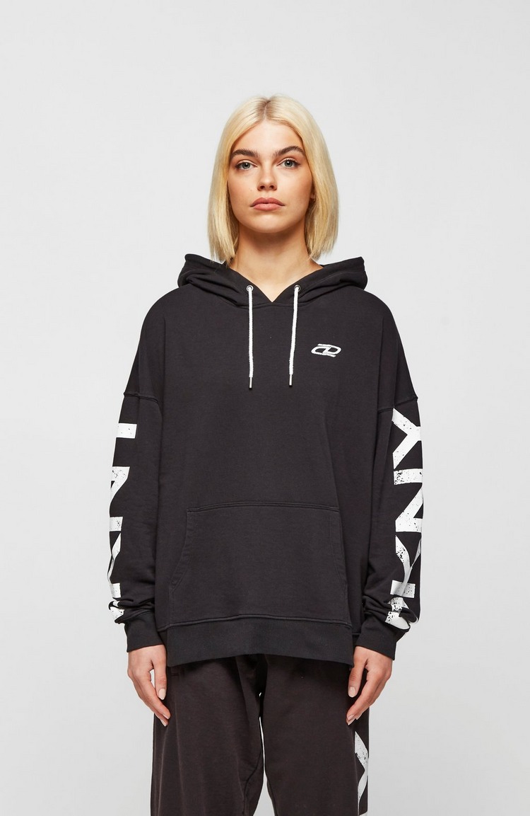 Distressed Logo Relaxed Hoodie